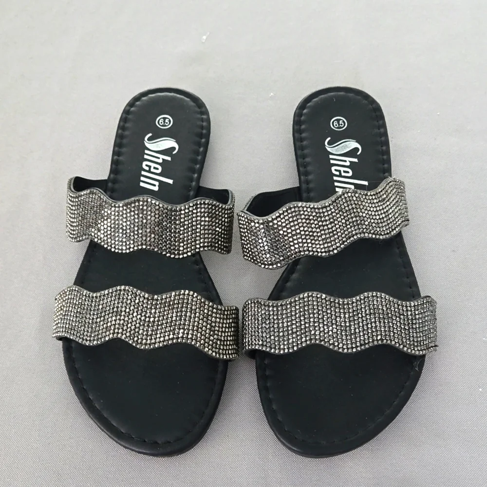 SHEIN Rhinestone Slides 6.5‎